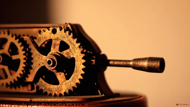 Worn Brass Chronograph — Analog macro mechanics 4K wallpaper
