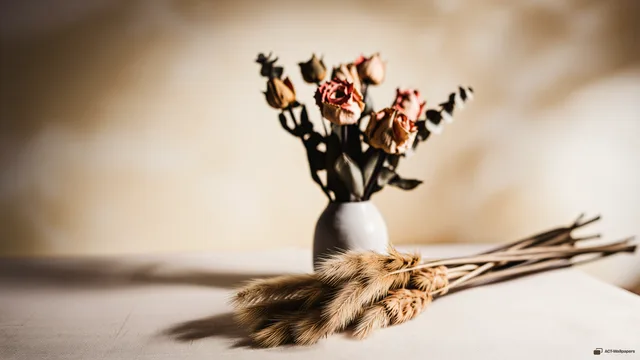 Dried Botanical Still Life — Dried flower arrangements 4K wallpaper