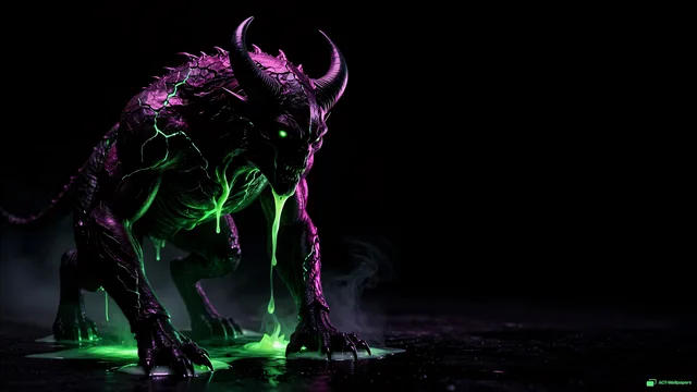Obsidian Nightmare Silhouette — Neon nightmare 4K wallpaper