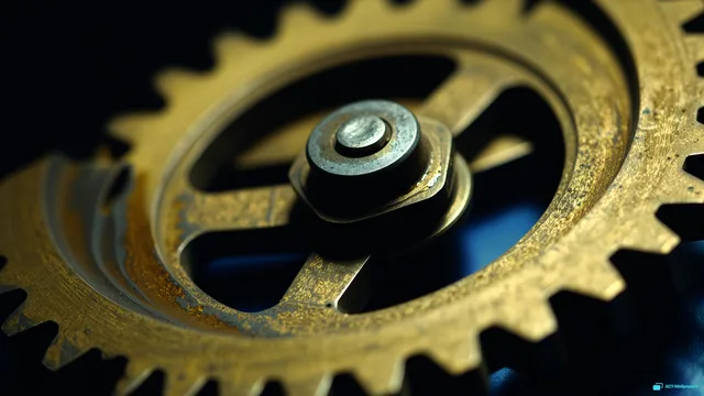 Brass Gear Macro — Macro mechanics 4K wallpaper