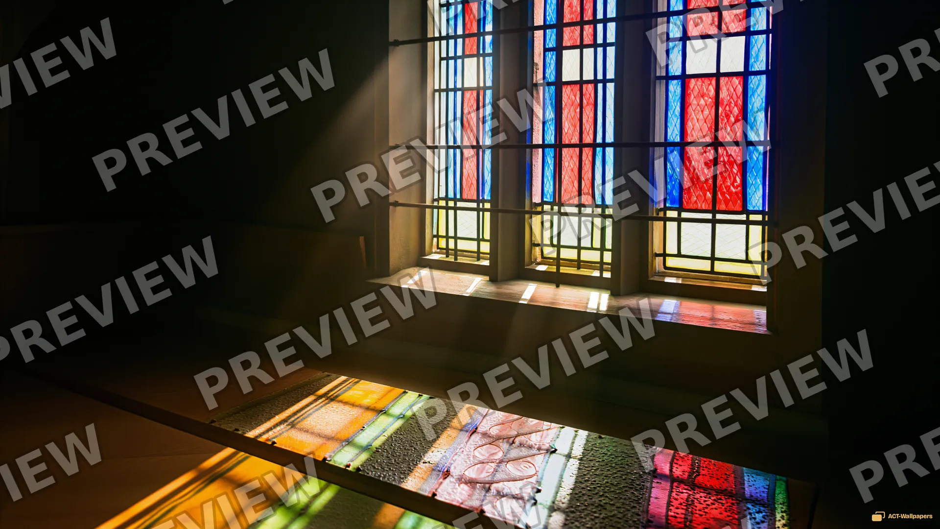 Coloured Light on Stone — Stained-glass light 4K wallpaper