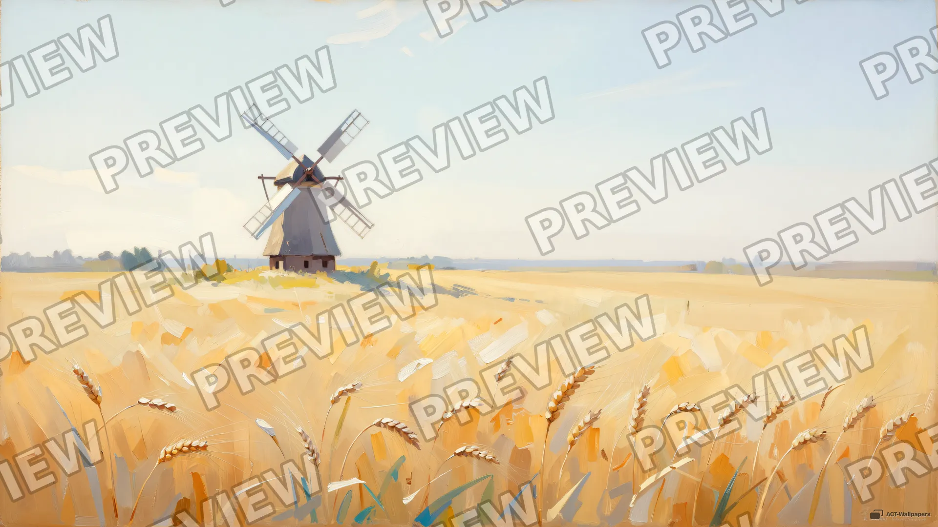 Golden Wheat Field — Watercolour & impressionism 4K wallpaper