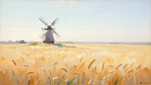 Golden Wheat Field — Watercolour & impressionism 4K wallpaper
