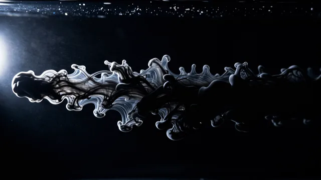 Obsidian Ink Dispersion — Dark fluid 4K wallpaper