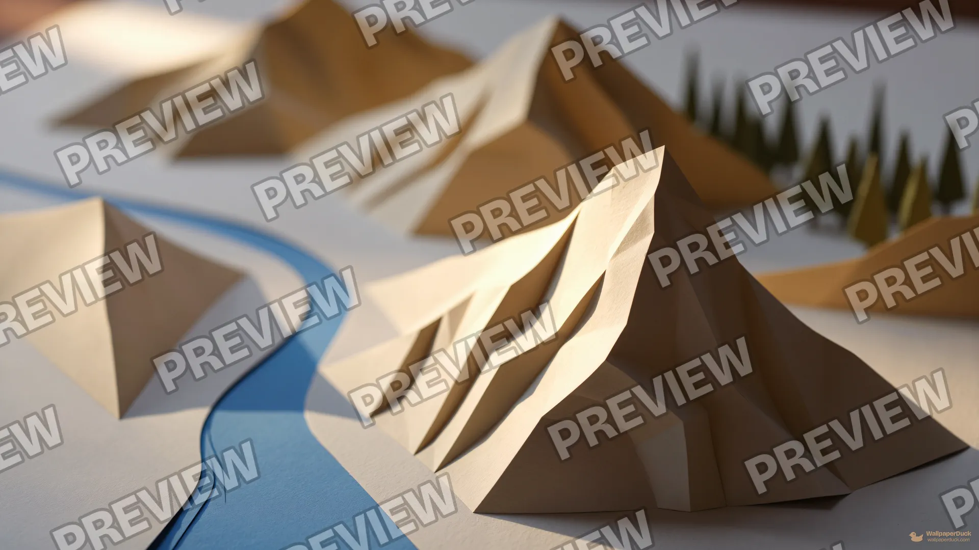 Folded Paper Peak — Paper dioramas 4K wallpaper