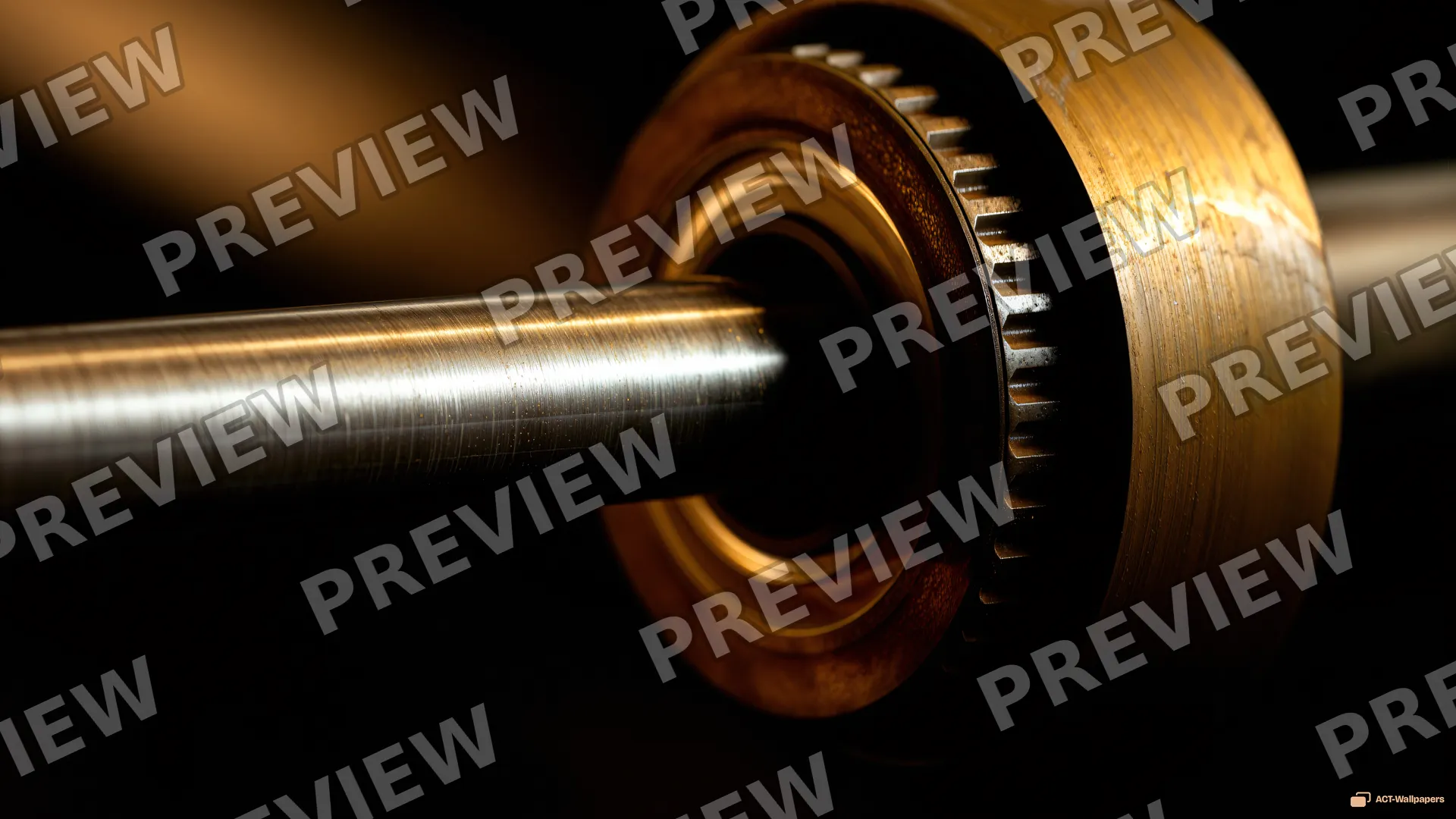 Piston Rod in Amber Shadow — Macro mechanics 4K wallpaper