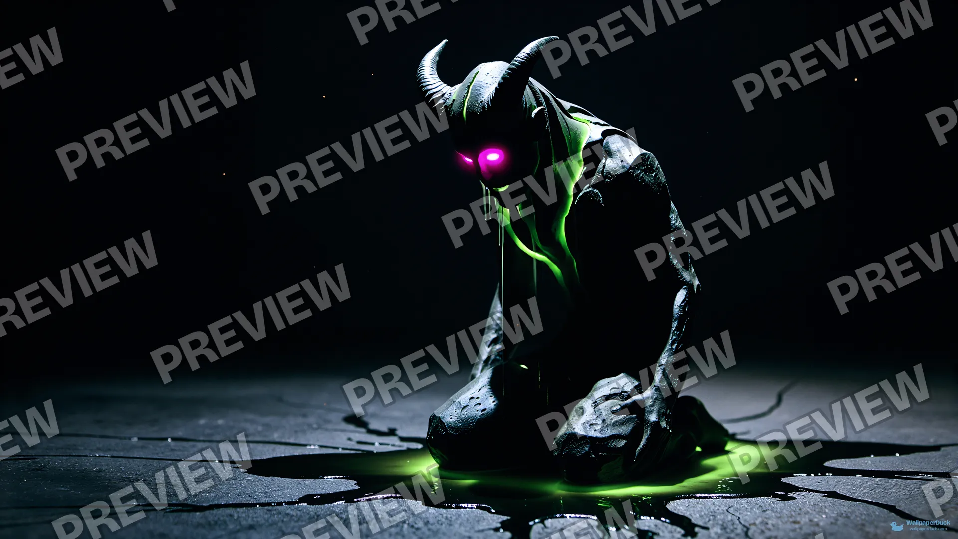Kneeling Basalt Scream — Neon nightmare 4K wallpaper