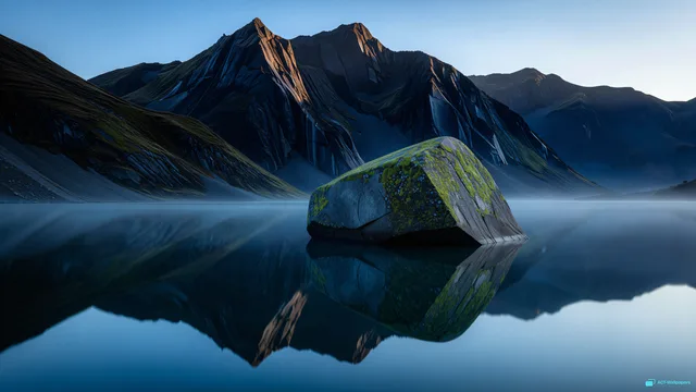 Glacial Mirror Valley — Stone & water 4K wallpaper