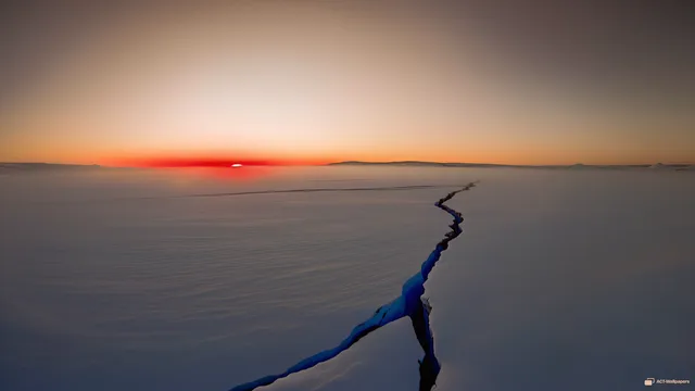 Antarctic Ice Shelf Twilight — Red dawn on ice 4K wallpaper