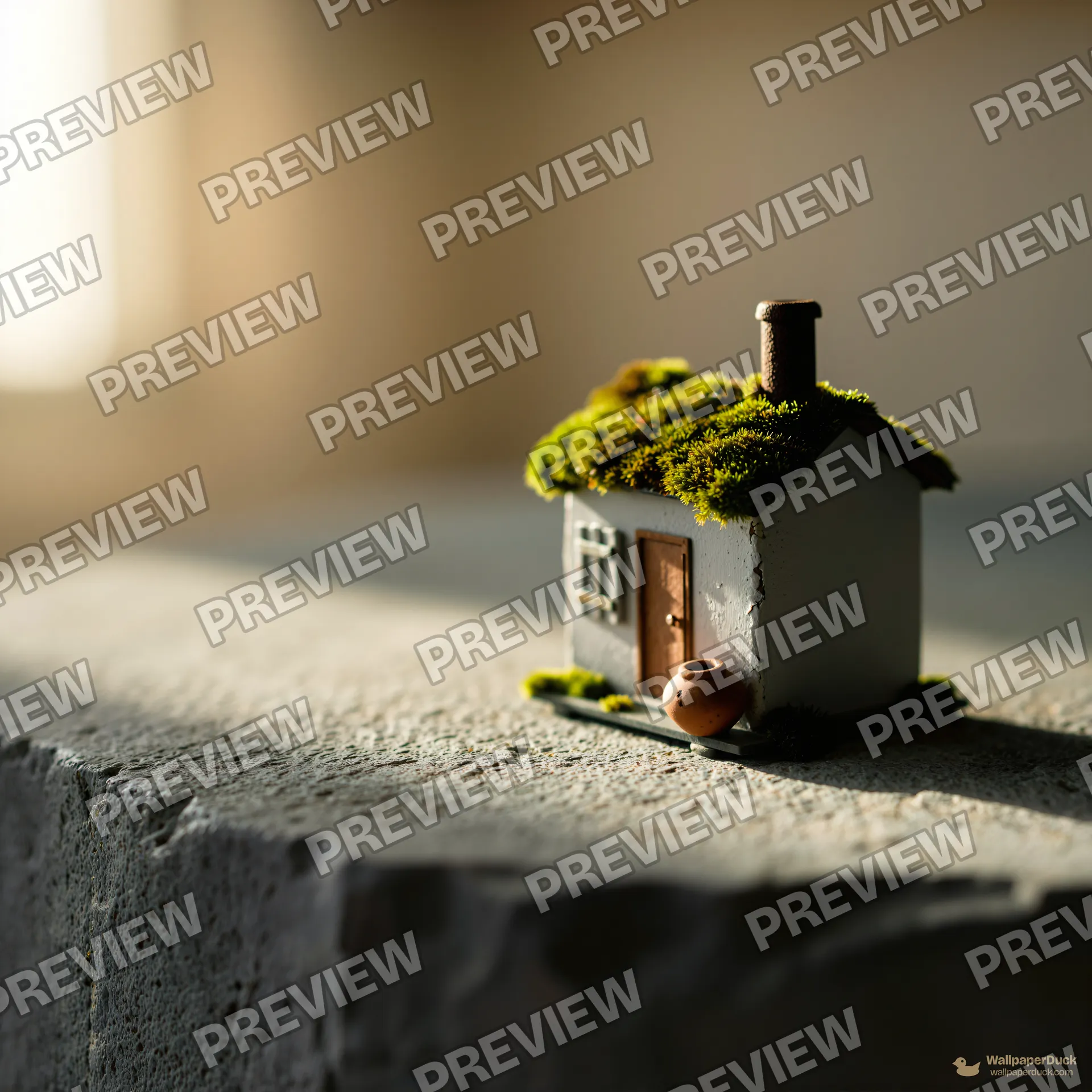 Moss Toy House — Miniature worlds 4K wallpaper