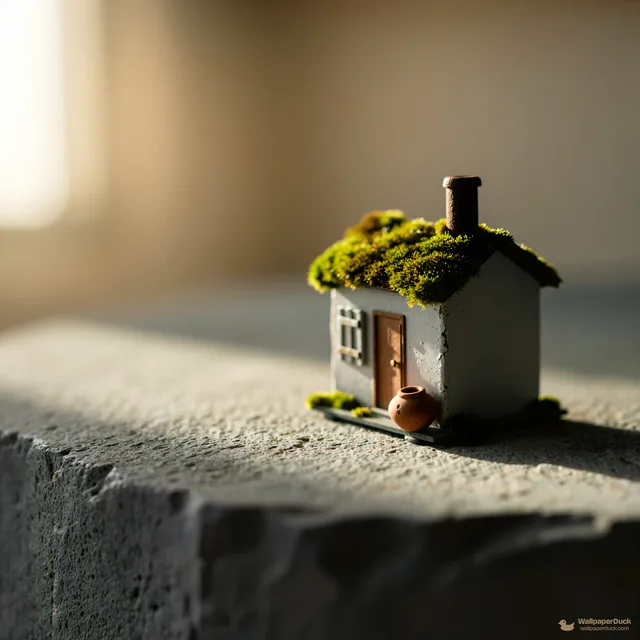 Moss Toy House — Miniature worlds 4K wallpaper