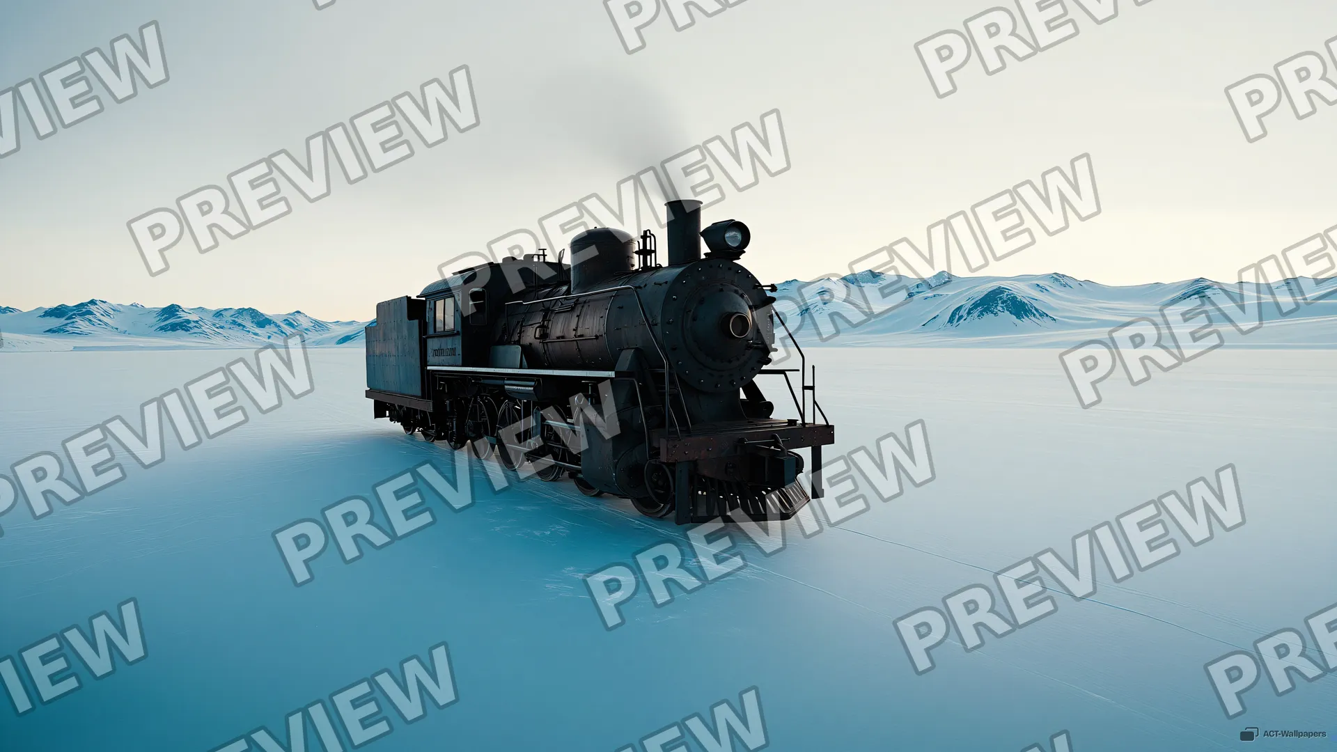 Glacial Iron Rest — Train on the glacier 4K wallpaper