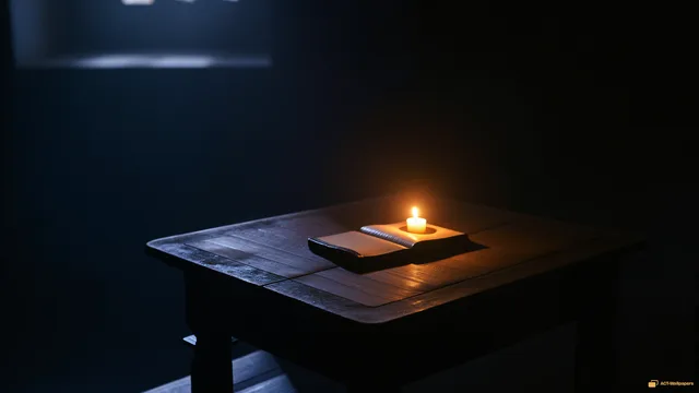 Candlelight in Stone — Dark interiors 4K wallpaper