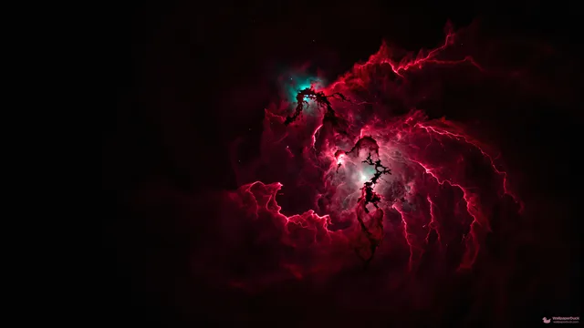 Chaos in Crimson Haze — Cosmic & astrophotography 4K wallpaper