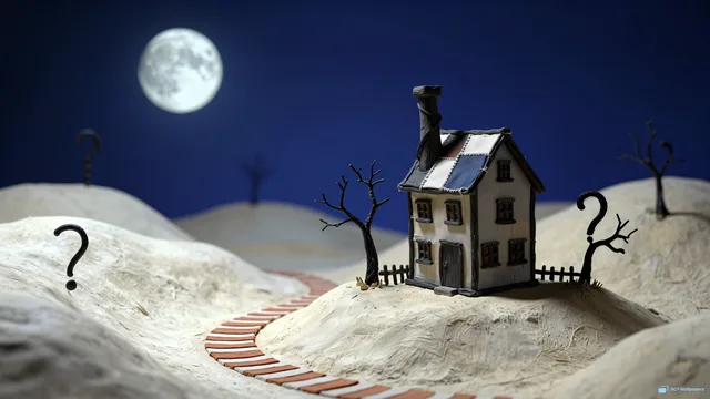 Whimsical Clay Moon Village — Gothic tale 4K wallpaper