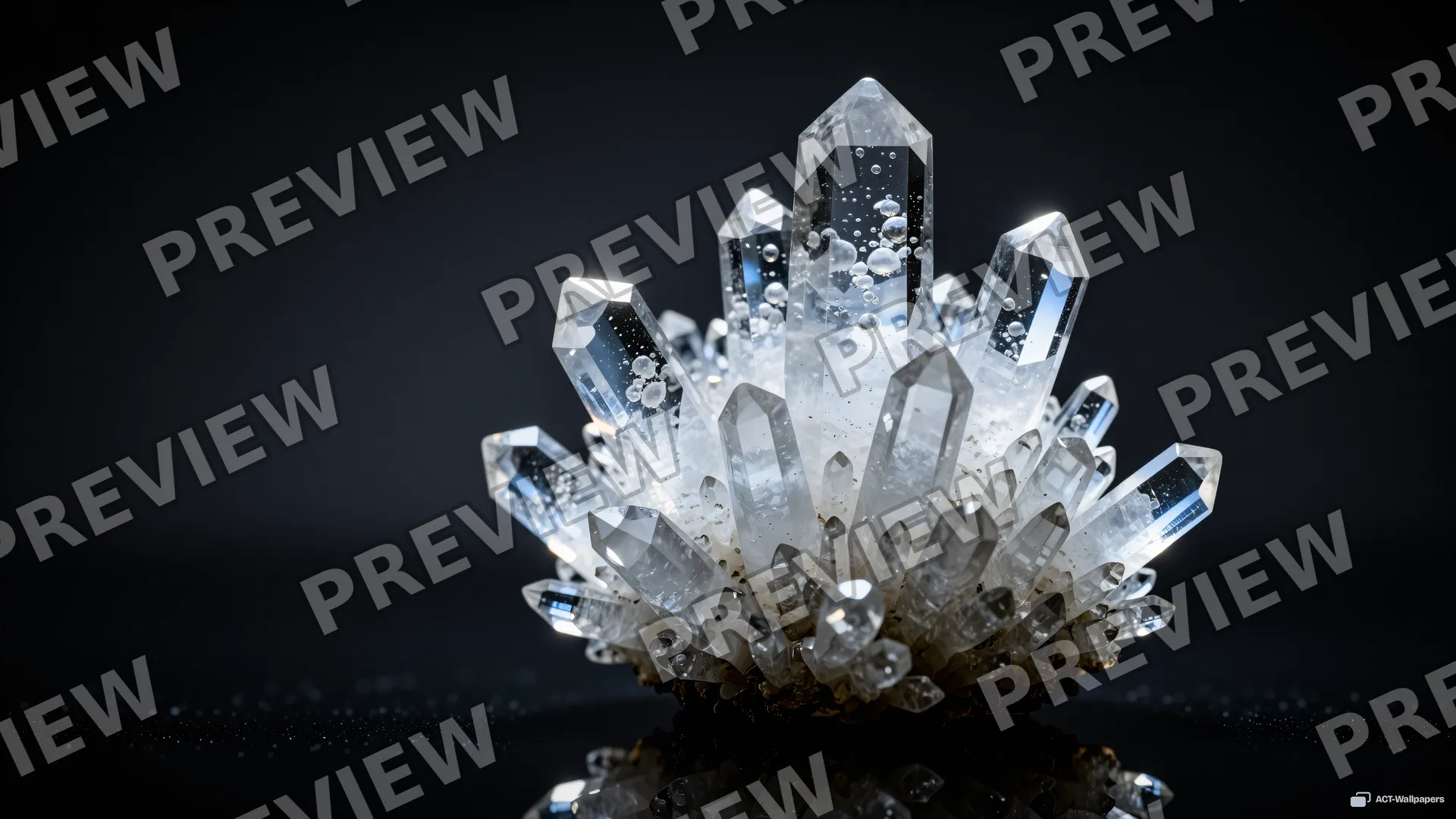 Quartz Moss Cluster — Crystal botanicals 4K wallpaper