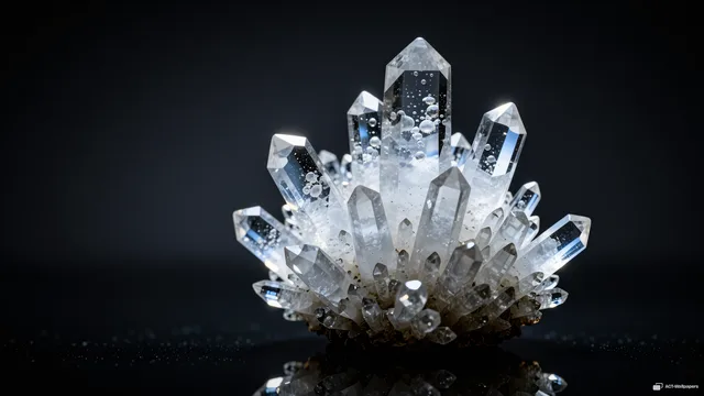 Quartz Moss Cluster — Crystal botanicals 4K wallpaper