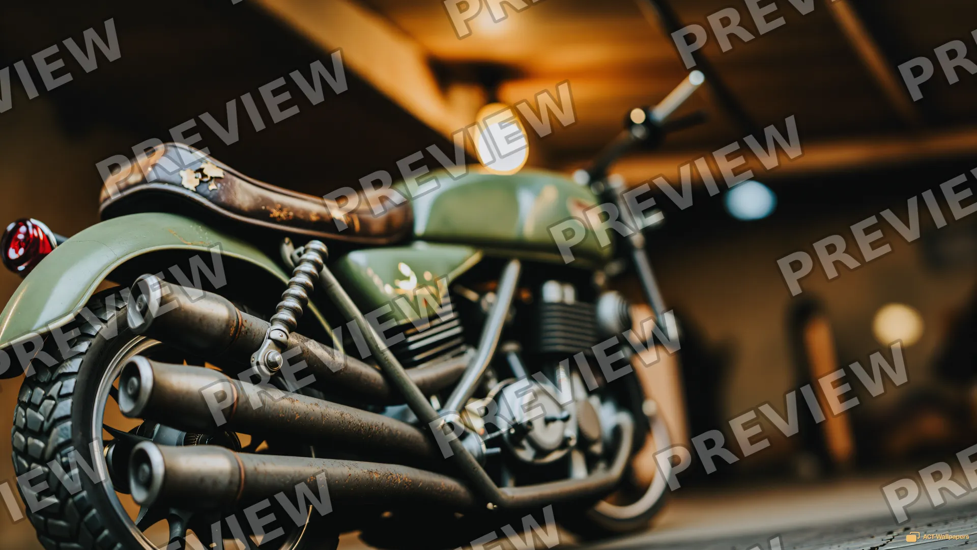 Vintage Garage Artifact — 1975 motorcycle workshop 4K wallpaper
