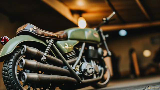 Vintage Garage Artifact — 1975 motorcycle workshop 4K wallpaper