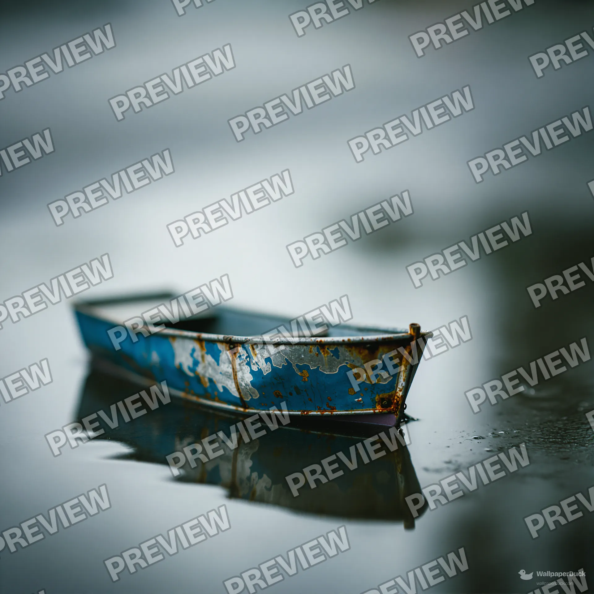 Tin Boat in Rain — Miniature worlds 4K wallpaper