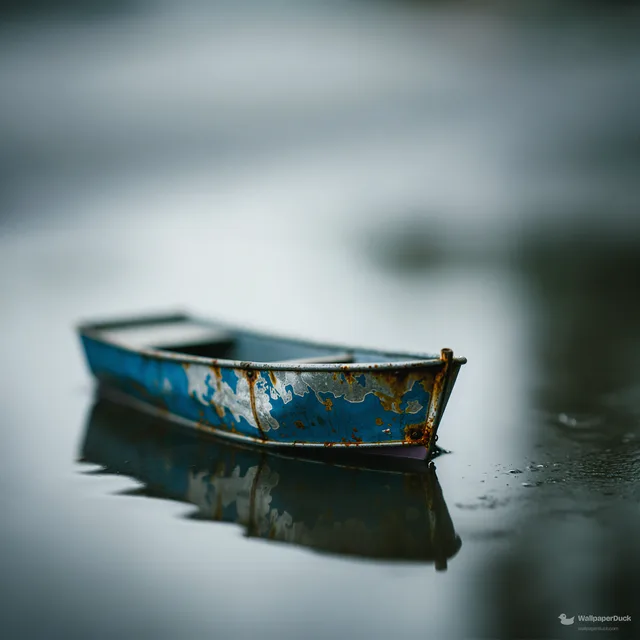 Tin Boat in Rain — Miniature worlds 4K wallpaper
