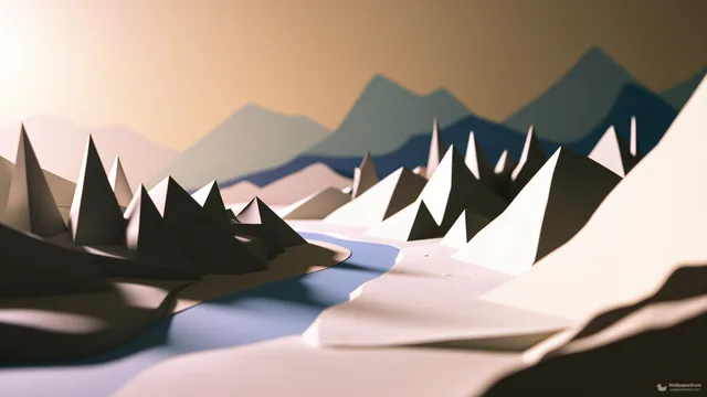 Paper Mountain Diorama — Paper dioramas 4K wallpaper