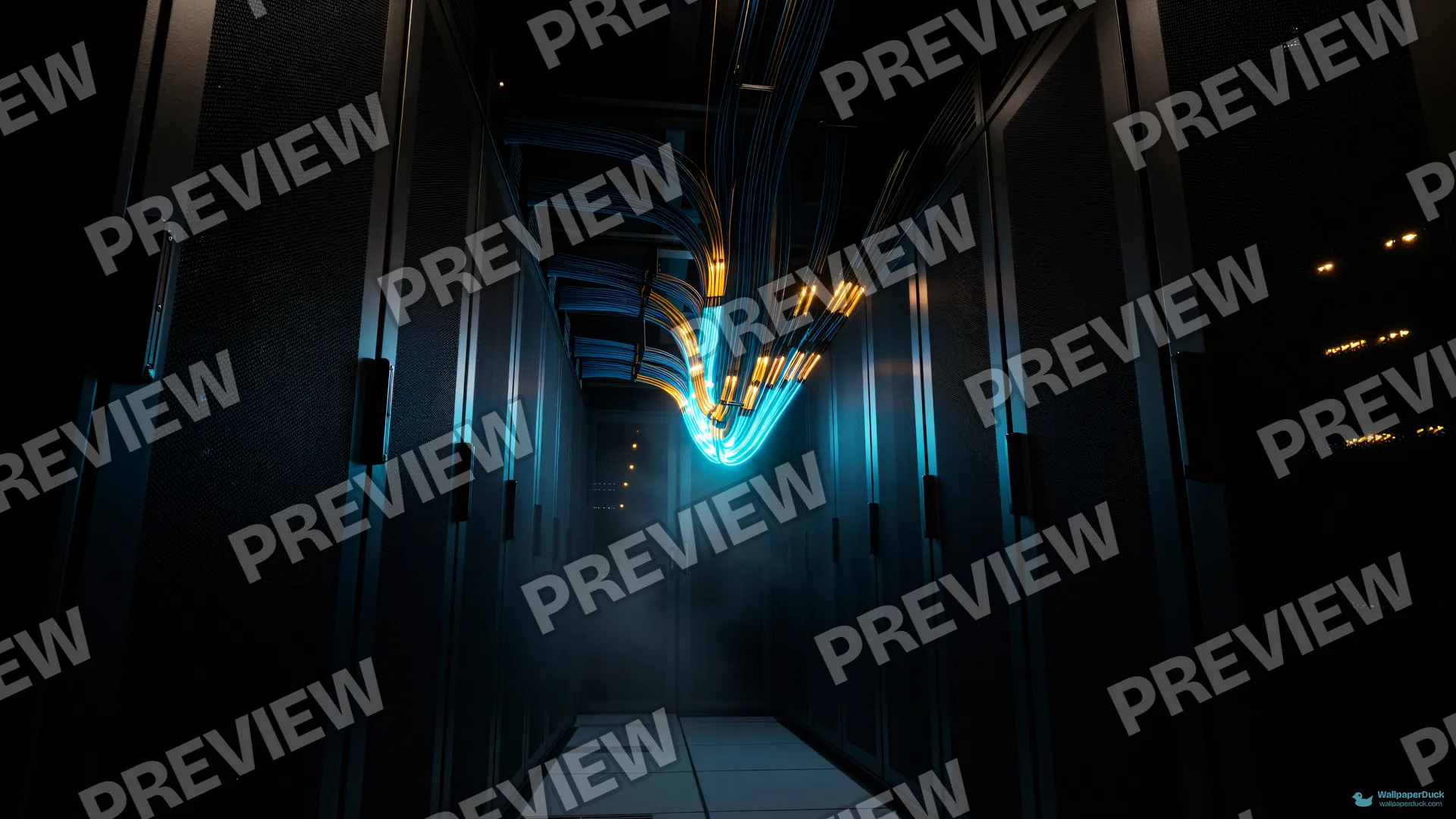 Synaptic Server Canyon — Cyberpunk city 4K wallpaper