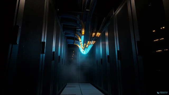 Synaptic Server Canyon — Cyberpunk city 4K wallpaper