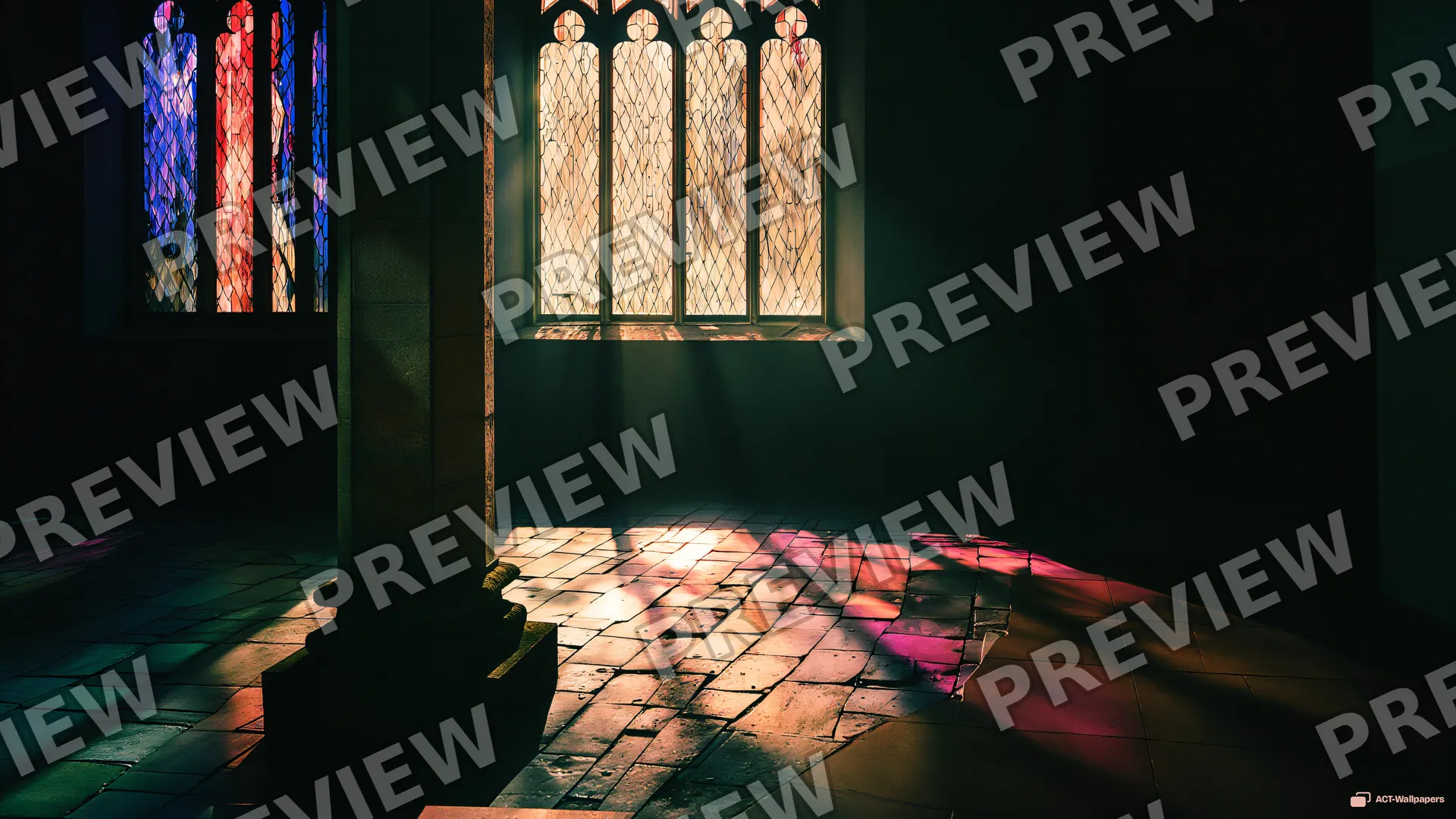 Nave Light Diagonal — Stained-glass light 4K wallpaper