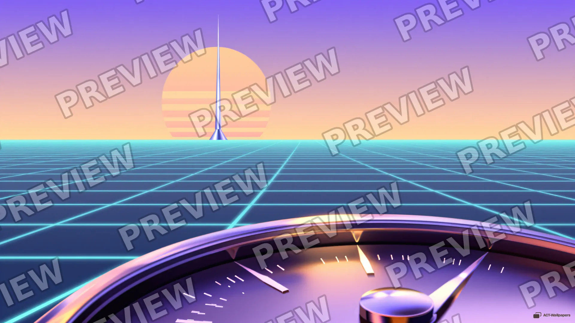Chrome Horizon Grid — Retro futurism 4K wallpaper