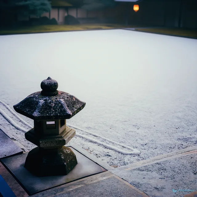 Stone Lantern in Mist — Japanese aesthetic 4K wallpaper
