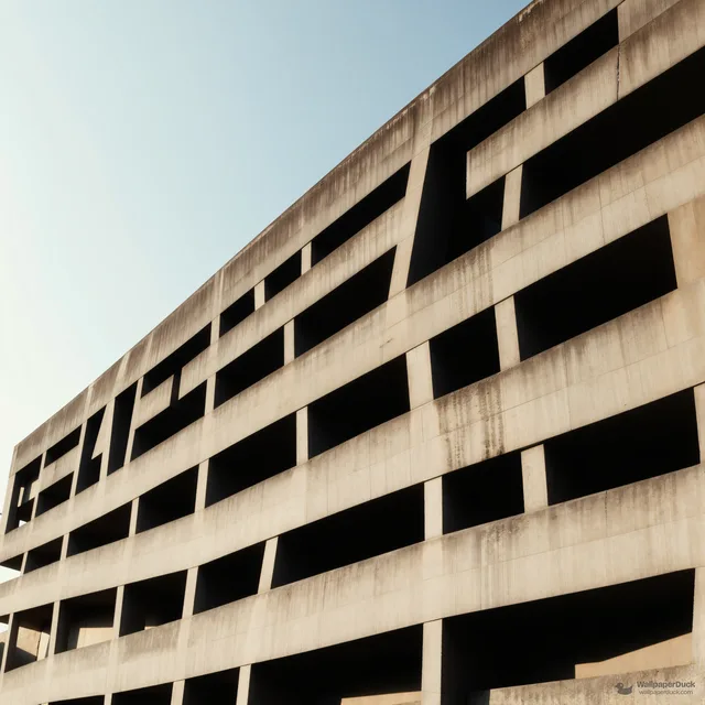 Concrete Cantilever Sky — Brutalist architecture 4K wallpaper