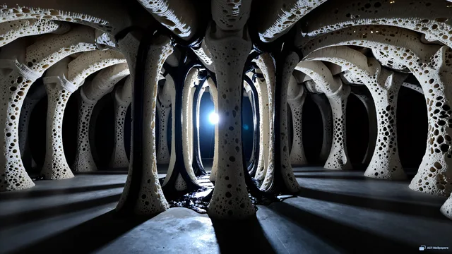 Porous Skeletal Chamber — Biomechanical 4K wallpaper