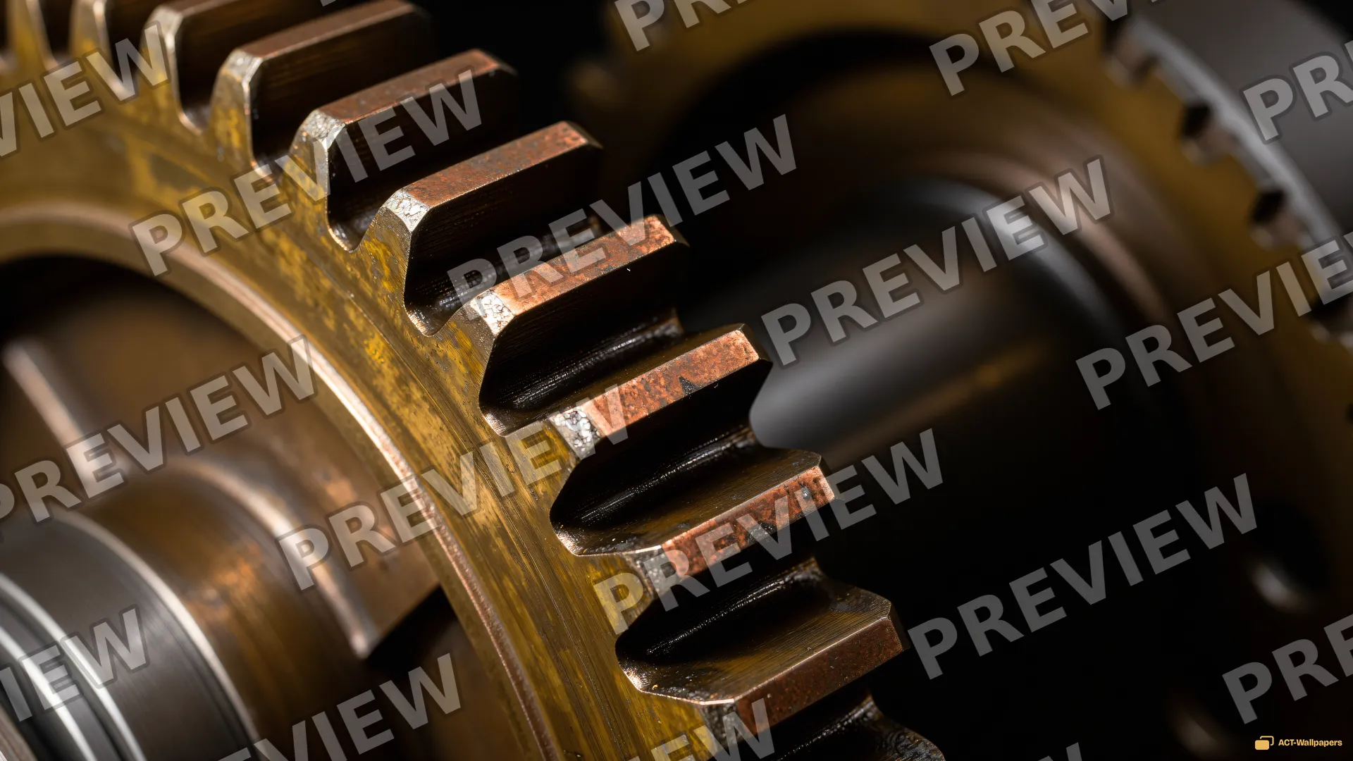 Brass Gear Macro — Macro mechanics 4K wallpaper