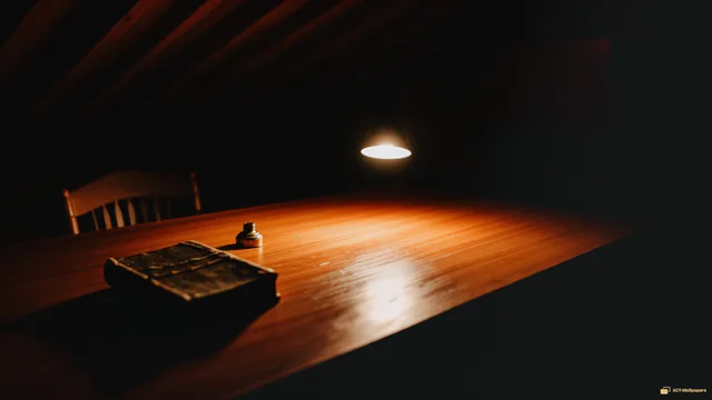 Attic Study Shadow — Dark interiors 4K wallpaper