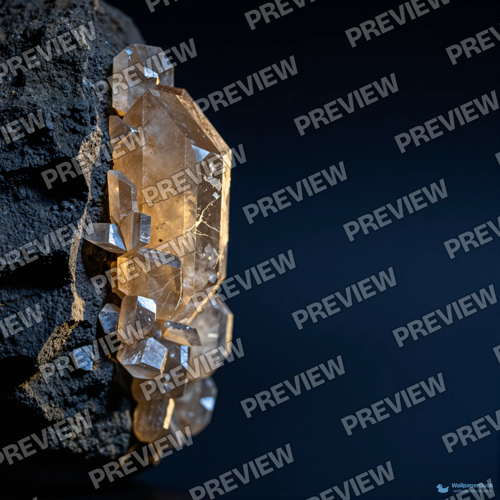 Smoky Quartz in Basalt — Crystals & minerals 4K wallpaper
