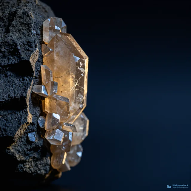 Smoky Quartz in Basalt — Crystals & minerals 4K wallpaper