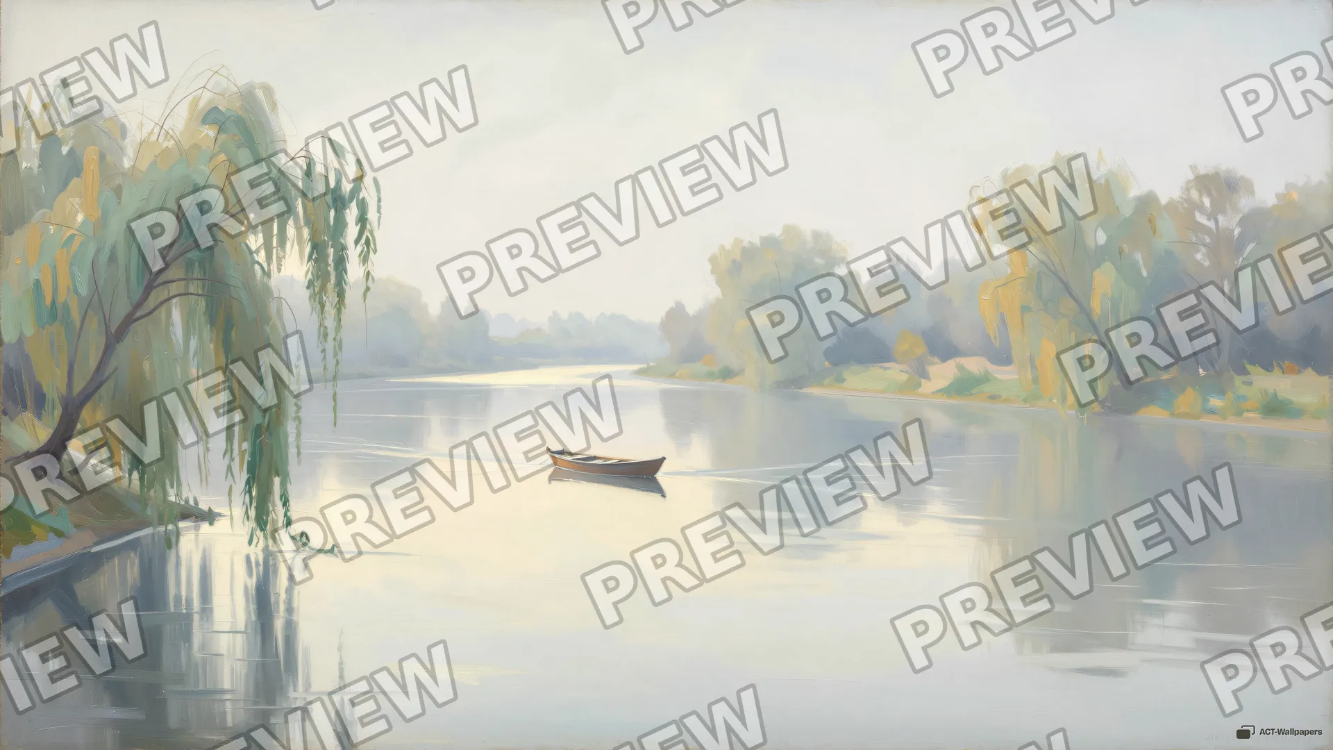 Misty River Bend — Watercolour & impressionism 4K wallpaper