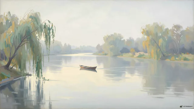 Misty River Bend — Watercolour & impressionism 4K wallpaper