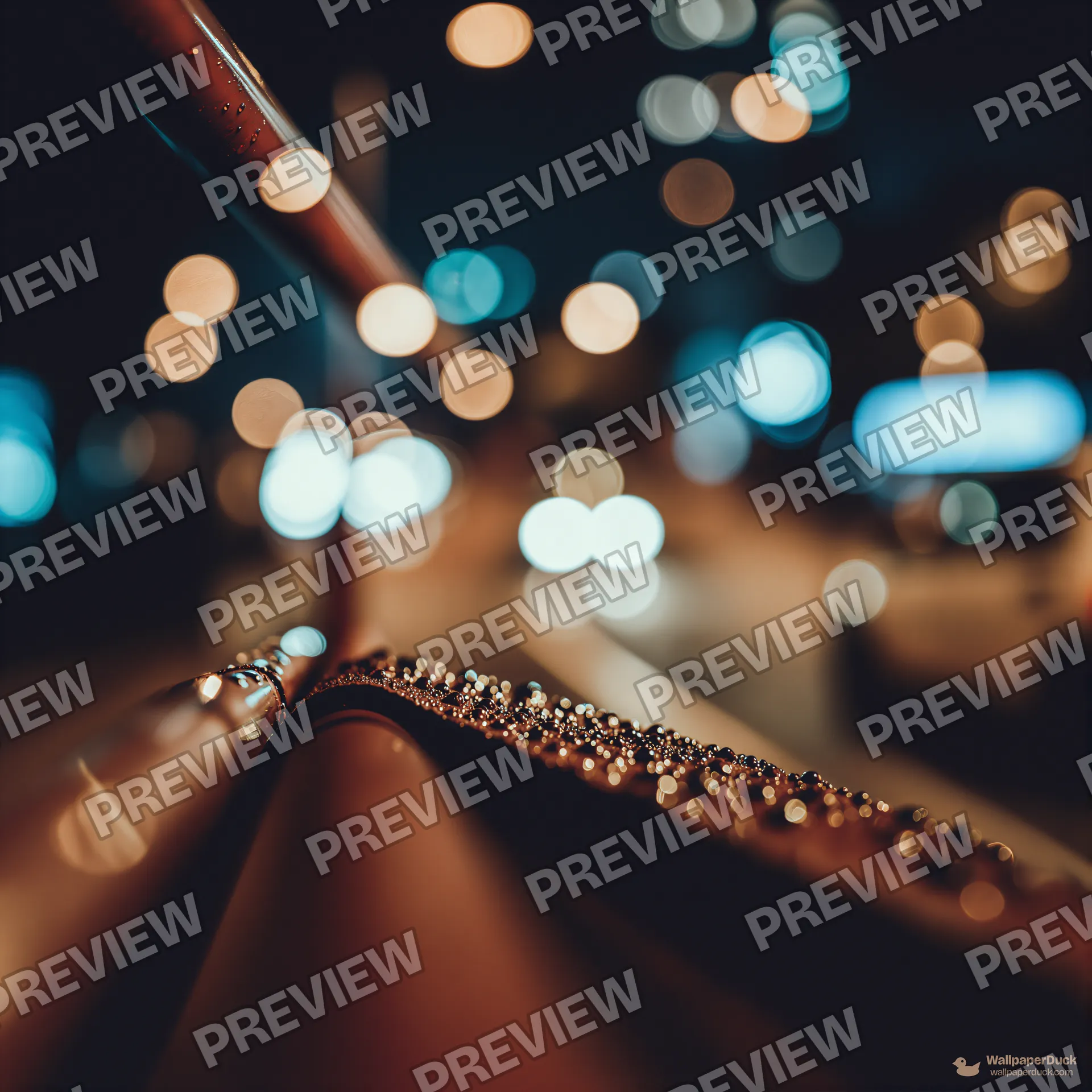 Rusted Rail City Glow — Night city bokeh 4K wallpaper