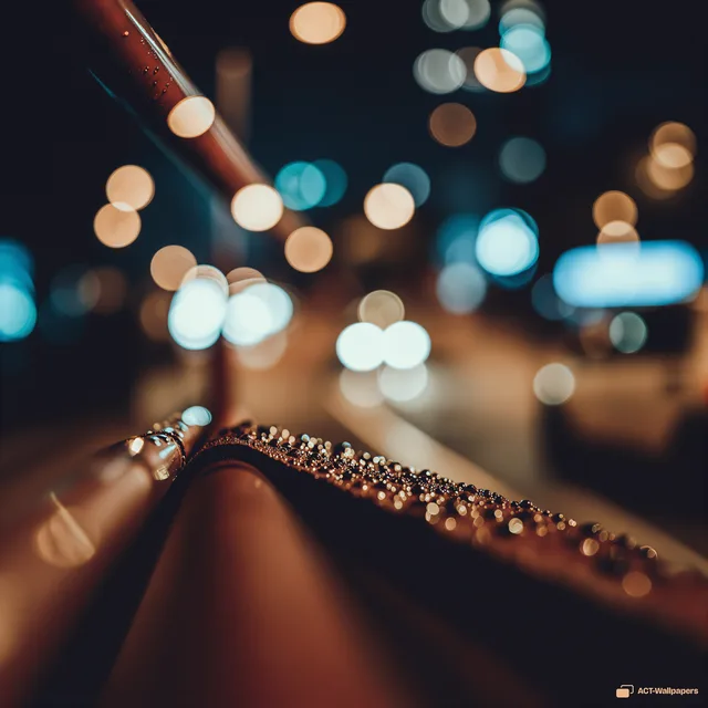 Rusted Rail City Glow — Night city bokeh 4K wallpaper