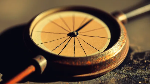 Aged Brass Chronograph Detail — Analog macro mechanics 4K wallpaper