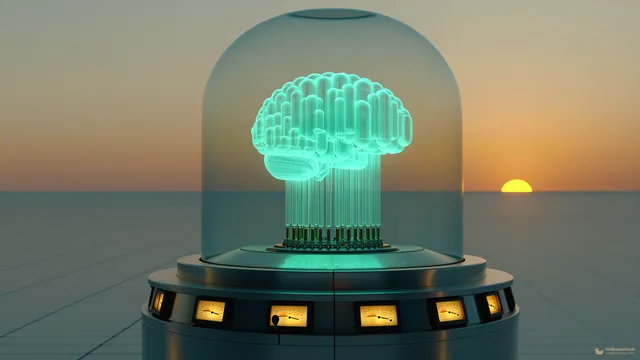 Vacuum Tube Brain Machine — Retro futurism 4K wallpaper