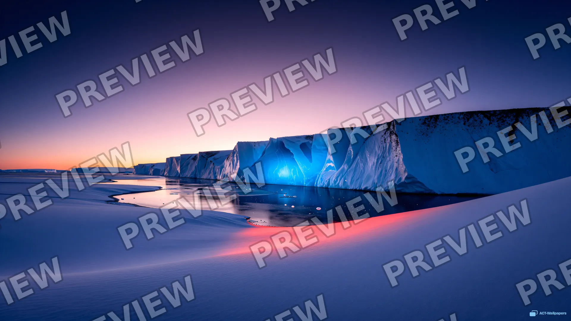 Antarctic Fissure Twilight — Red dawn on ice 4K wallpaper