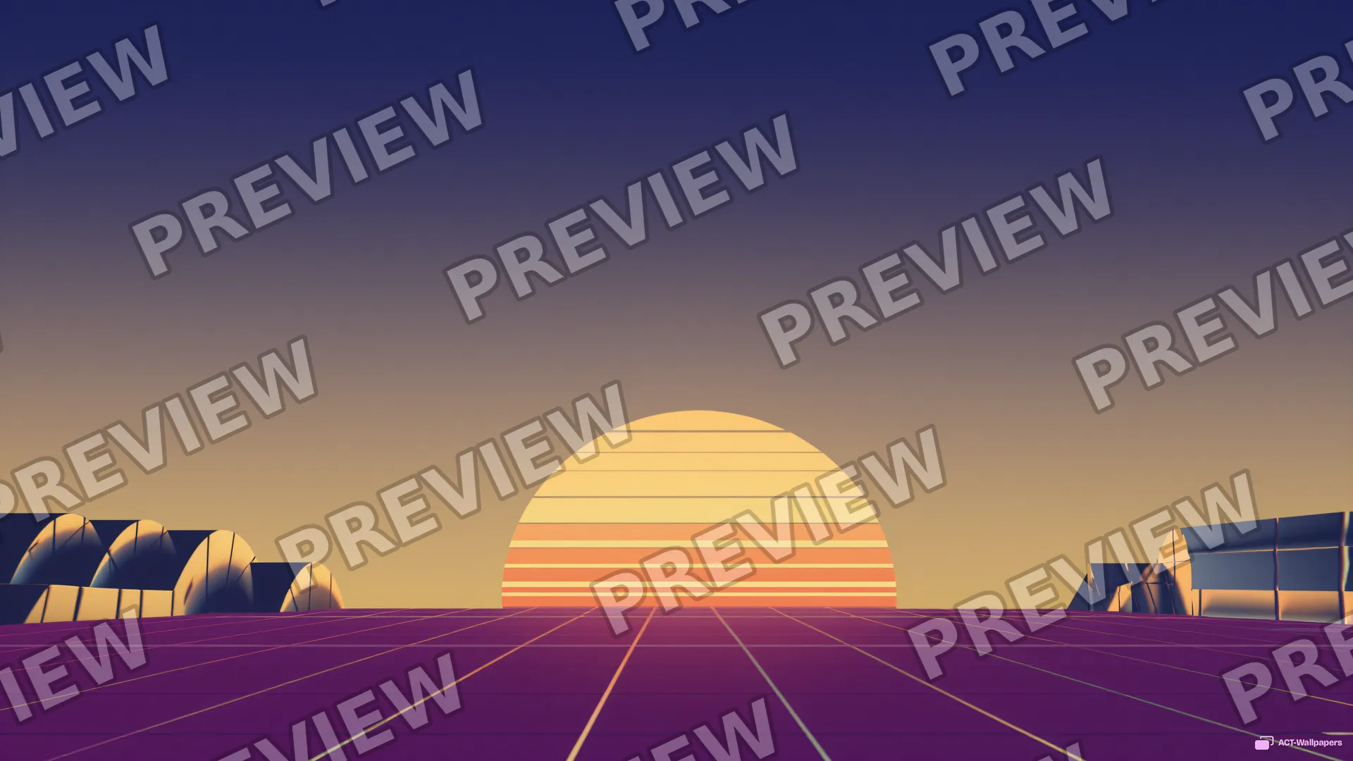 Banded Chrome Horizon — Retro futurism 4K wallpaper