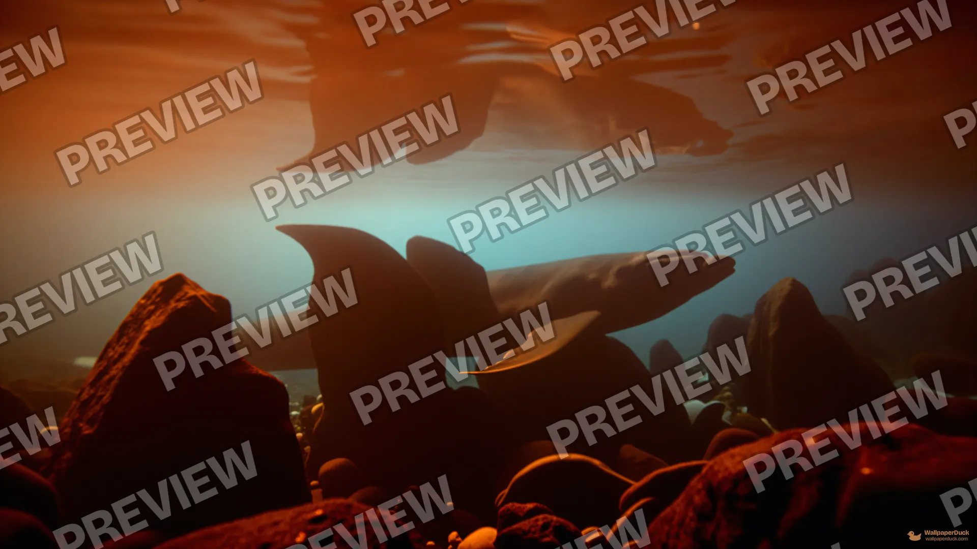 Abyssal Leviathan Drift — Layered silhouettes 4K wallpaper