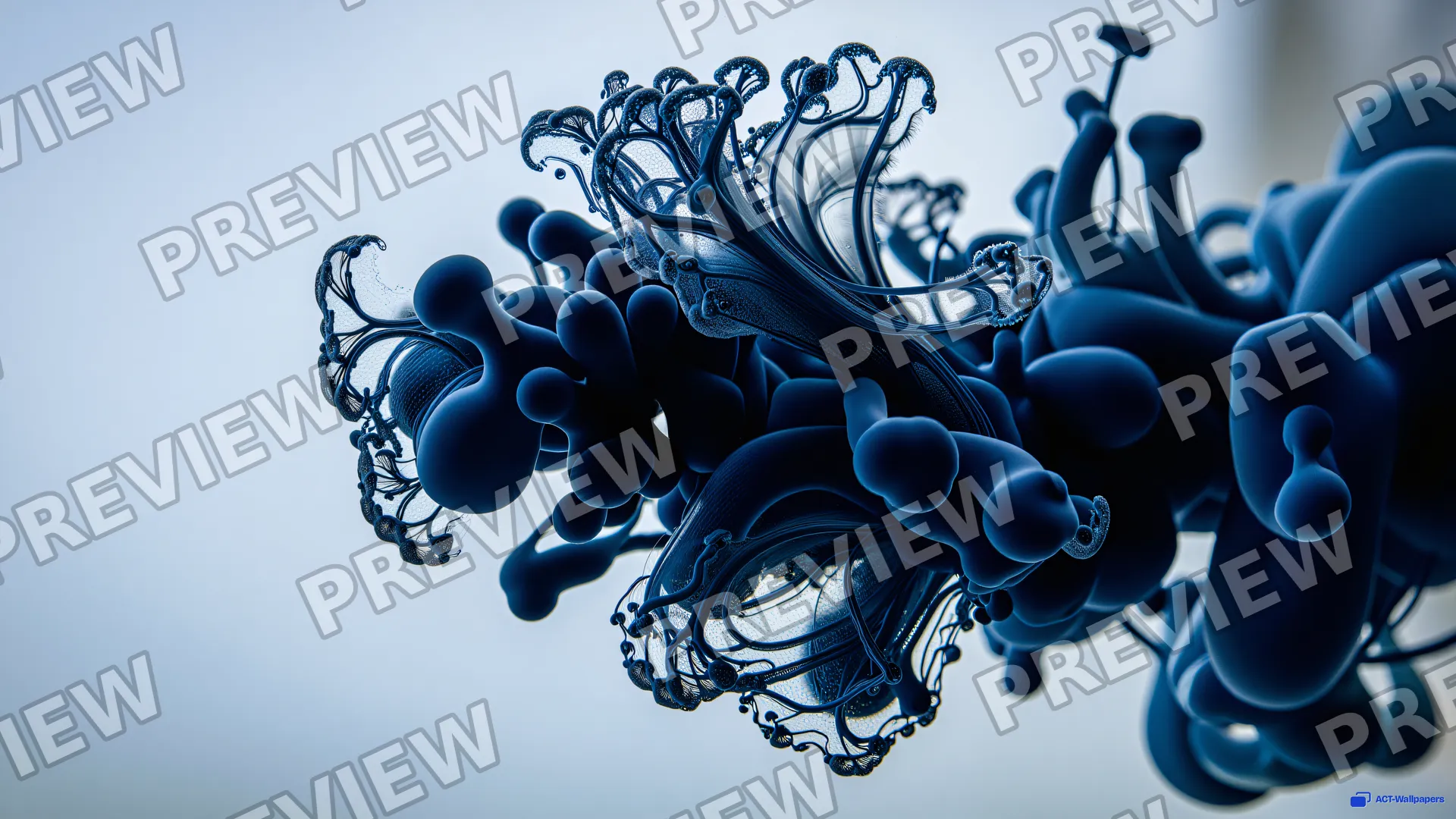 Indigo Ink Dispersal — Abstract fluid 4K wallpaper