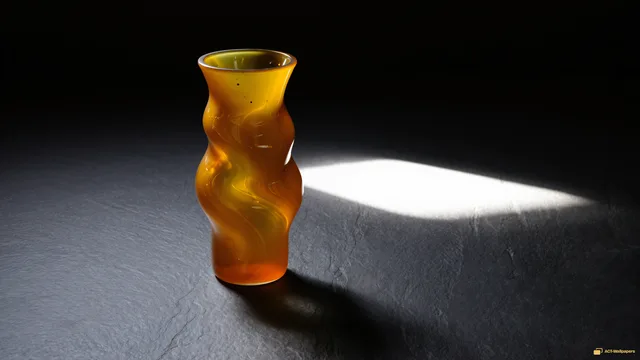 Twisted Amber Vase — Glass sculpture 4K wallpaper