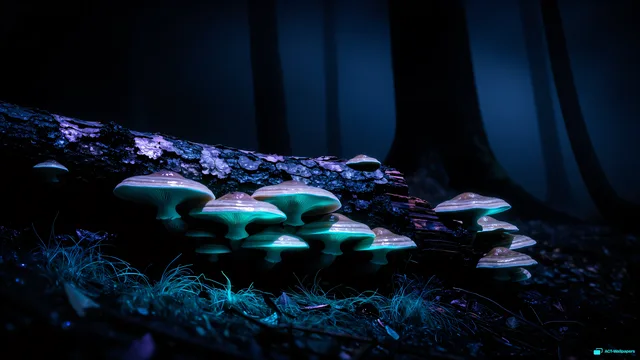 Fungal Glow in Deep Woods — Bioluminescence 4K wallpaper