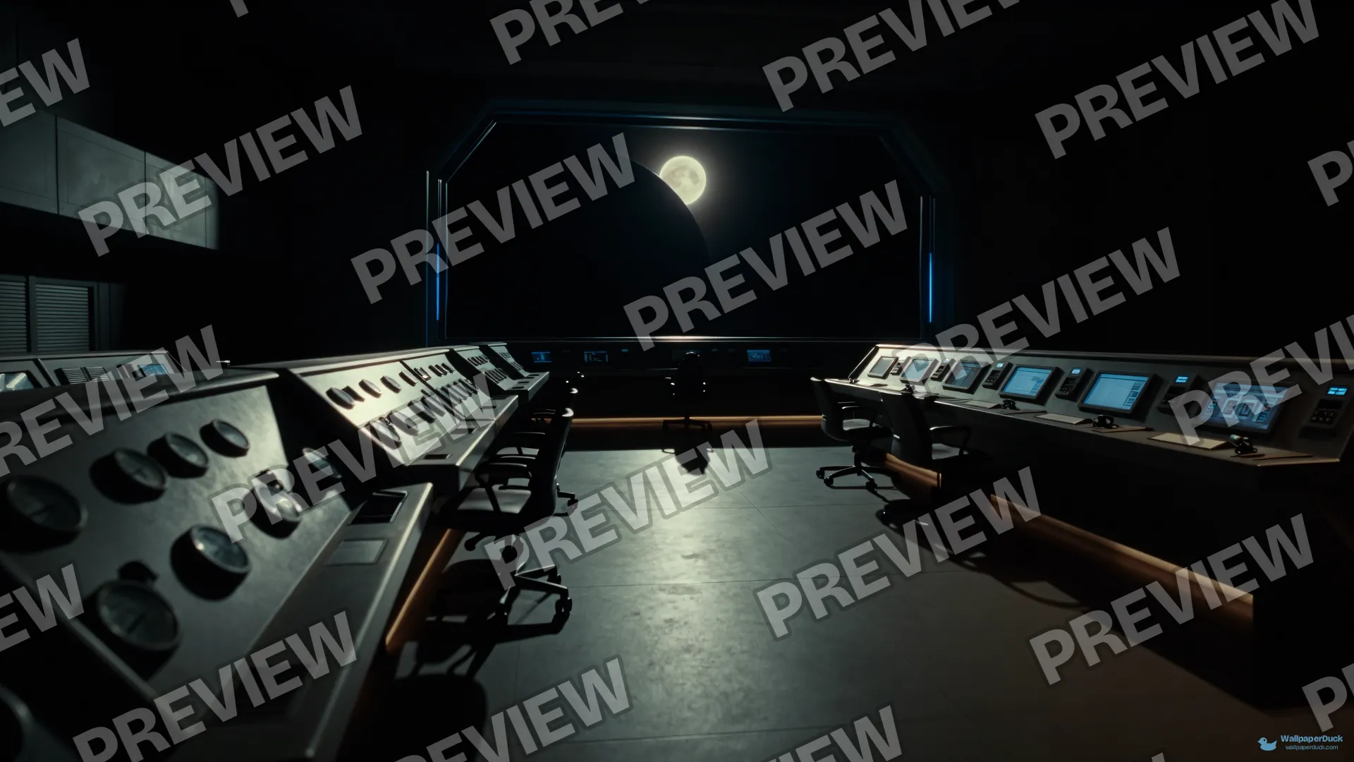 Eclipse Control Room — Sci-fi interiors 4K wallpaper